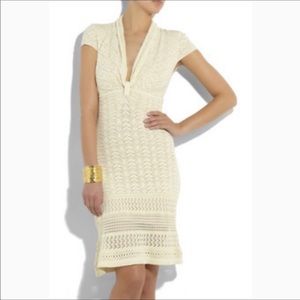 Catherine Malandrino Ivory Pointelle Knit Dress | L